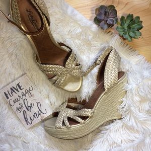 Gold Metallic Lucky Brand Wedges